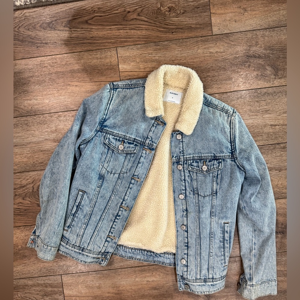 Old Navy Blue Jean Sherpa Lined Jacket
